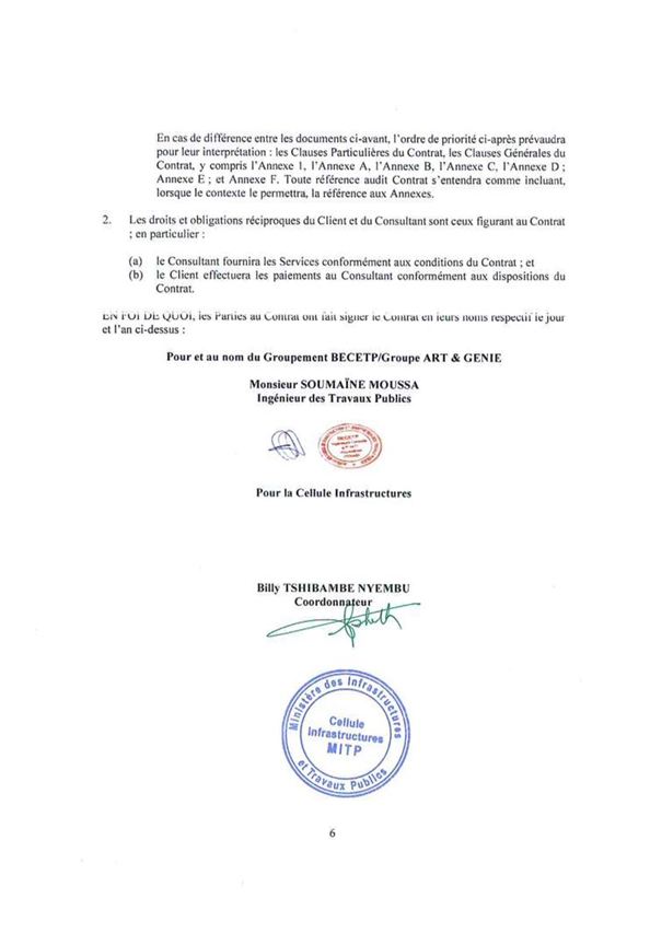 Contrat signé RN2 Mbujimayi-Mbanga