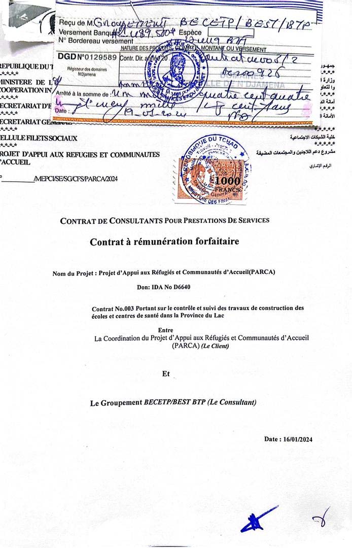 Contrat construction écoles et centres de santé
